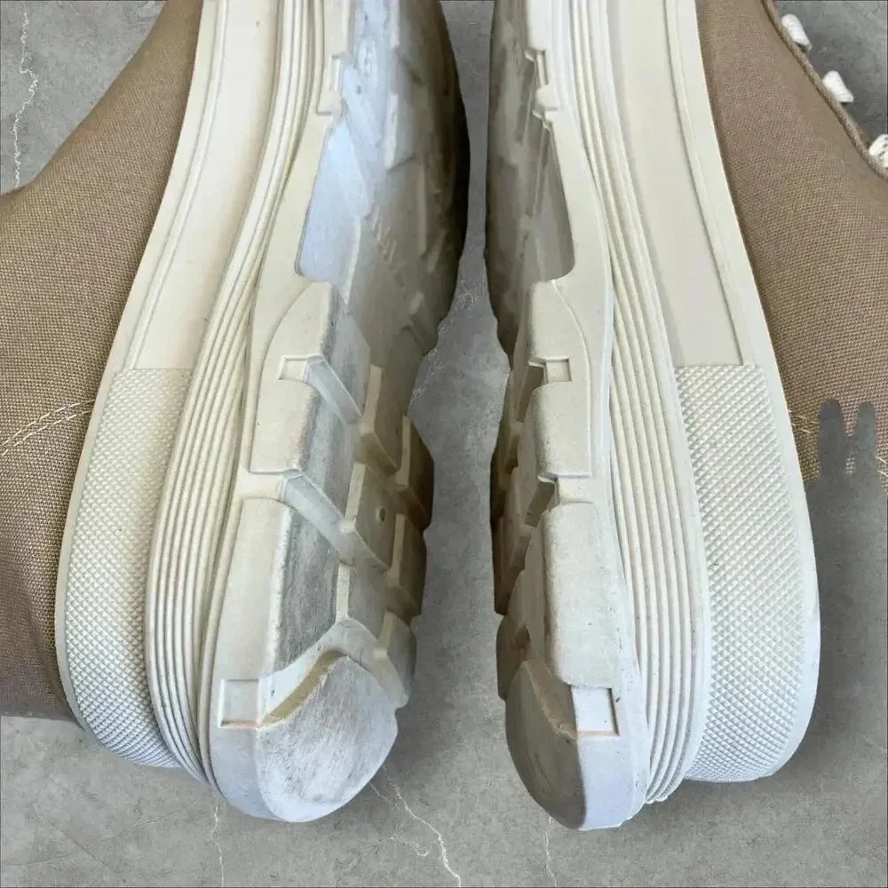 MIA Ace Canvas Lace Up High Top Sneakers Ankle Shoes Women Size 8M Sand Lug Sole - Picture 7 of 15